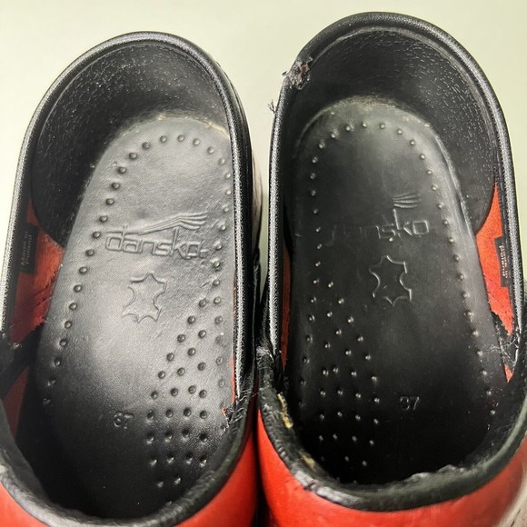 Dansko Red Leather Professional Comfort Mule Slip On Clogs Size 37 / 7 - Picture 8 of 10